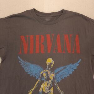 Nirvana Band Casual Crew Neck Graphic T-Shirt Adult Mens Size Small S Gray